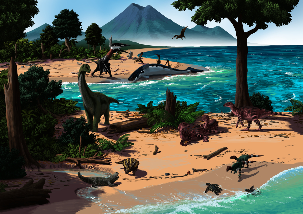 One of the research fields of the Biogeology working group of the Tübingen Unversity: Mesozoic ecosystems. Hateg Island paleoart.