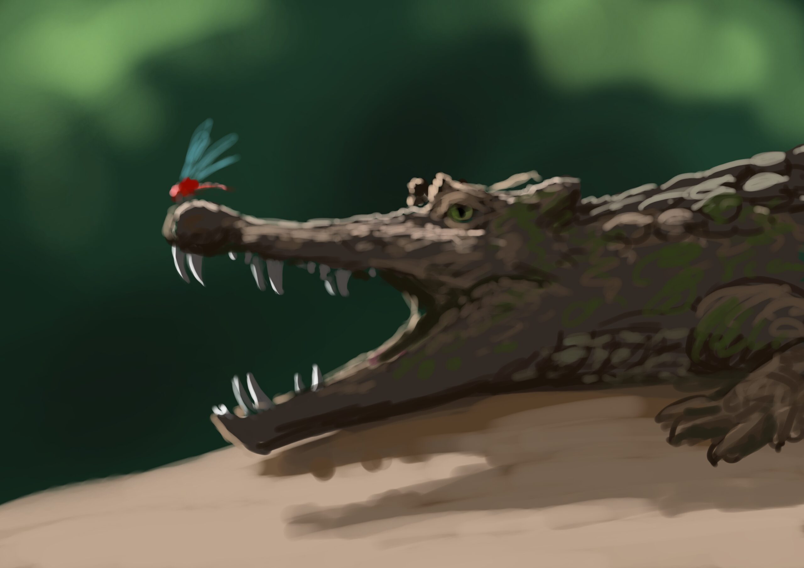 Kaprosuchus Paleostream Paleoart by Peter Nickolaus