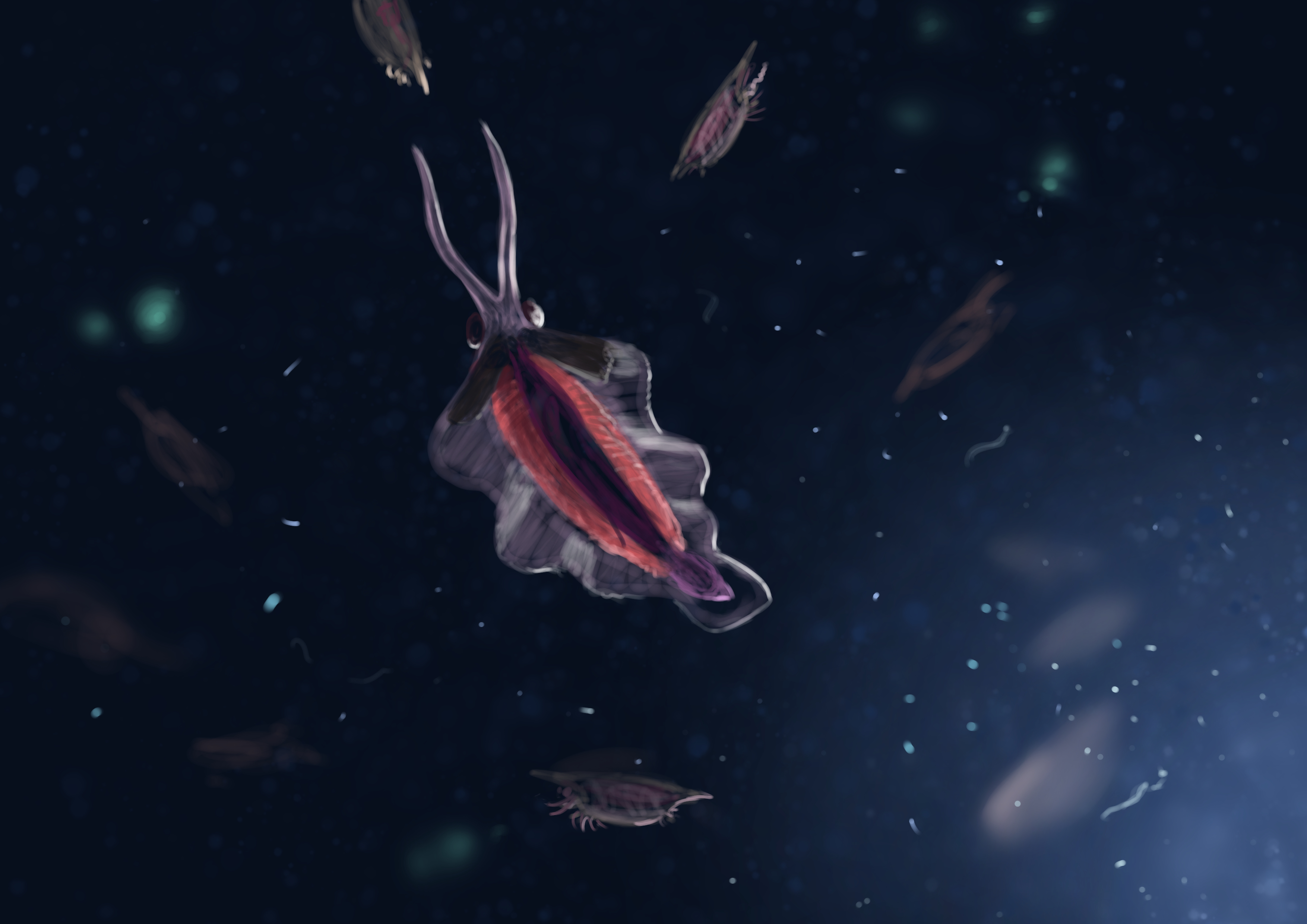 Nektognathus Paleostream Paleoart by Peter Nickolaus