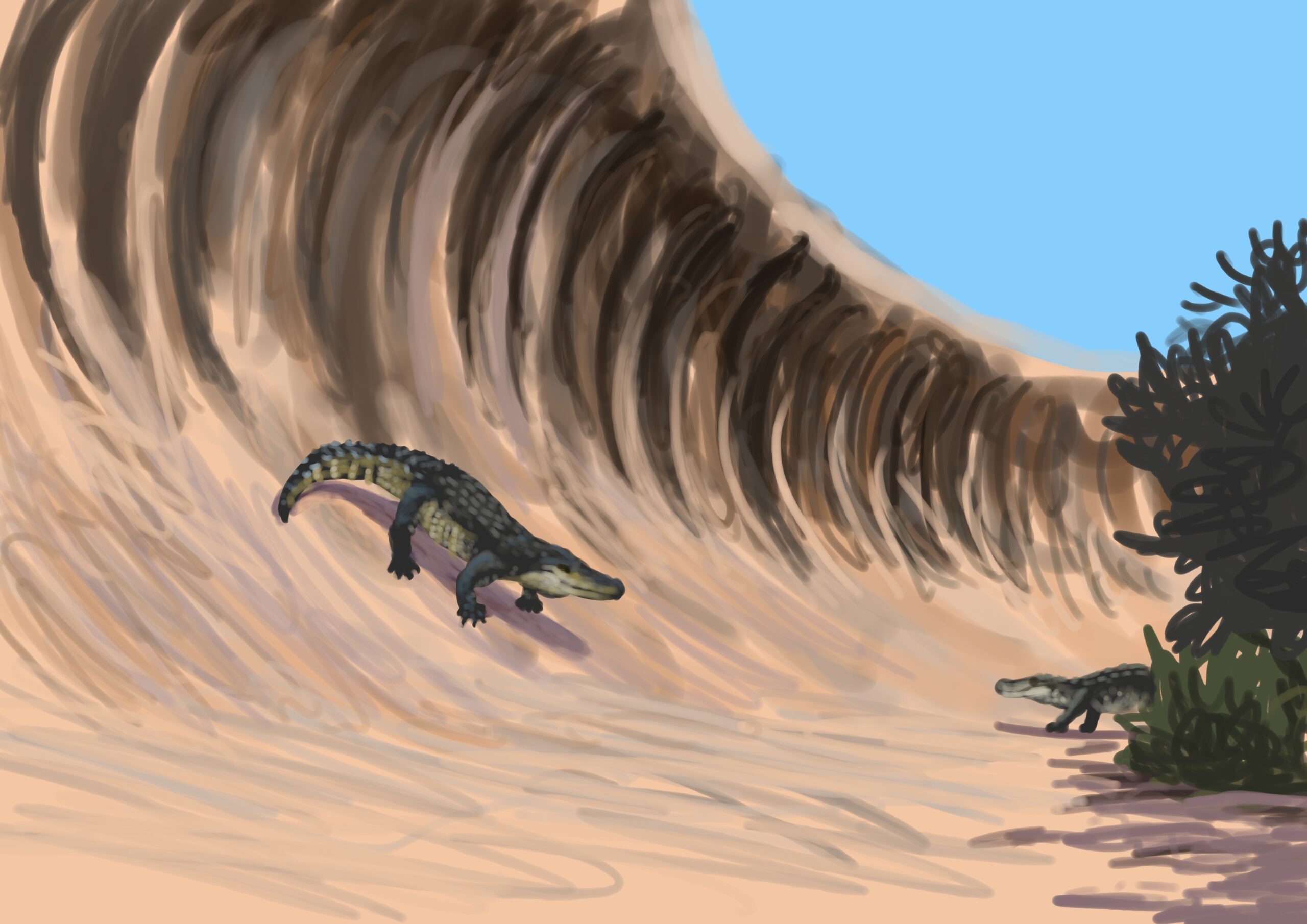 Quinkana Paleostream Paleoart by Peter Nickolaus