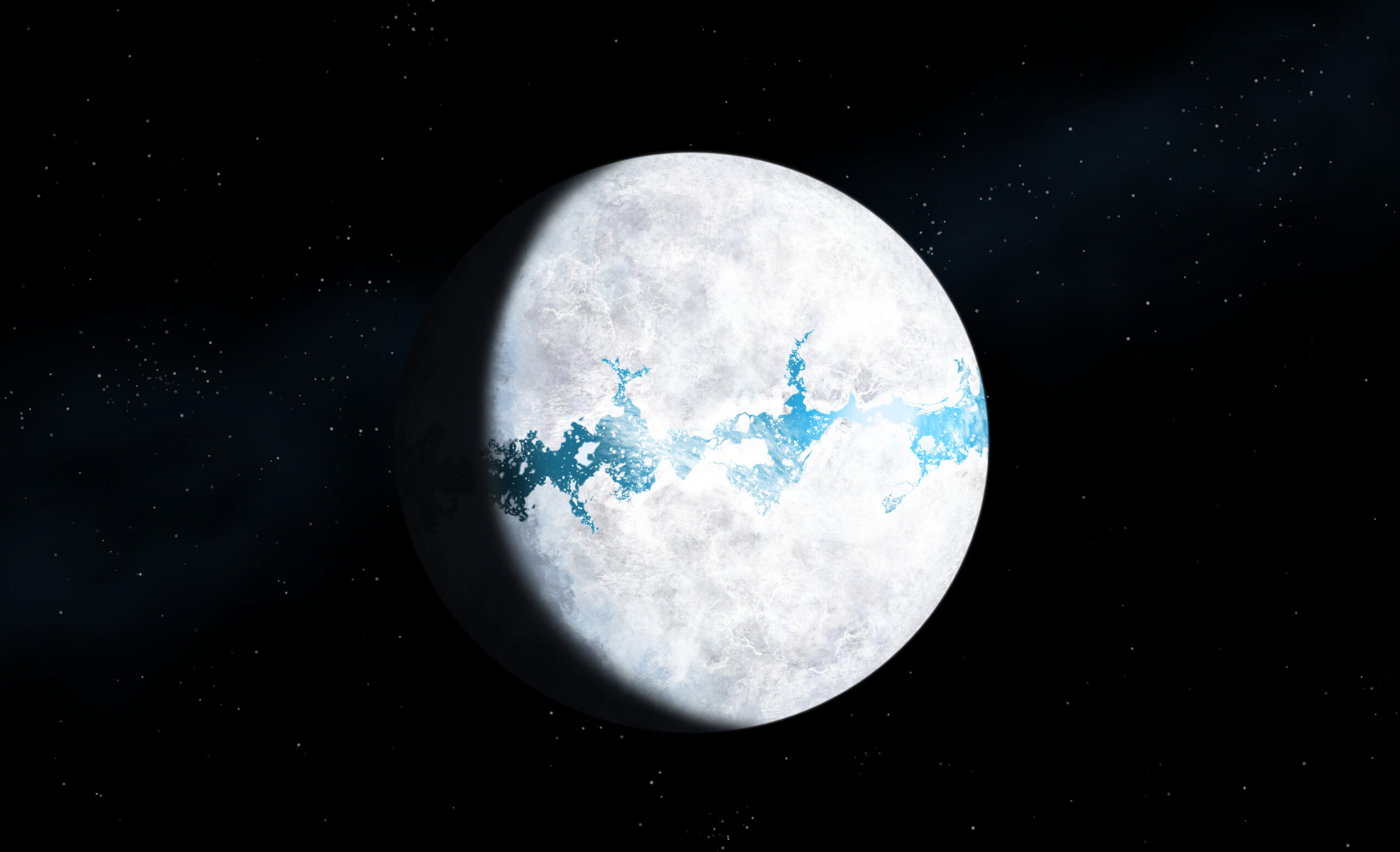 Before the Paleozoic Era, Earth experienced a "Snowball" or "Slushball" Stage. Paleoart by Peter Nickolaus.